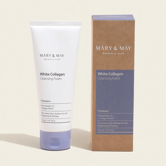 MARY & MAY White Collagen Cleansing Foam 4 skincare-kbeauty-glowtime-mary & may white collagen cleansing foam