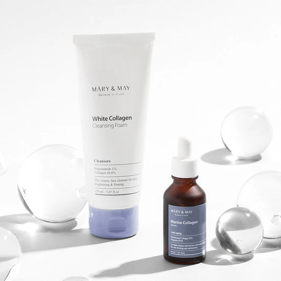 MARY & MAY White Collagen Cleansing Foam 6 skincare-kbeauty-glowtime-mary & may white collagen cleansing foam