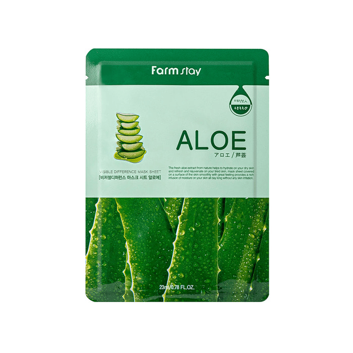 FARM STAY Visible Difference Mask Sheet Aloe 1 skincare-kbeauty-glowtime-farm stay visible difference sheet mask aloe