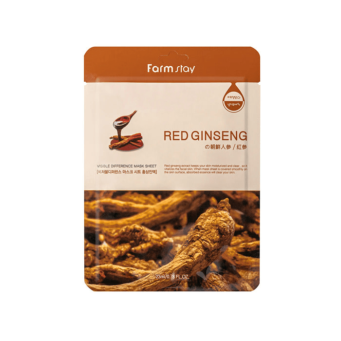 FARM STAY Visible Difference Mask Sheet Red Ginseng skincare-kbeauty-glowtime-farm stay visible difference mask sheet red ginseng