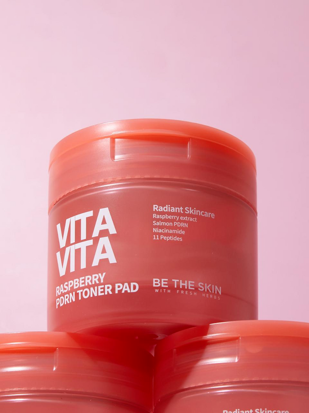 skincare-kbeauty-glowtime-be the skin raspberry pdrn toner pad