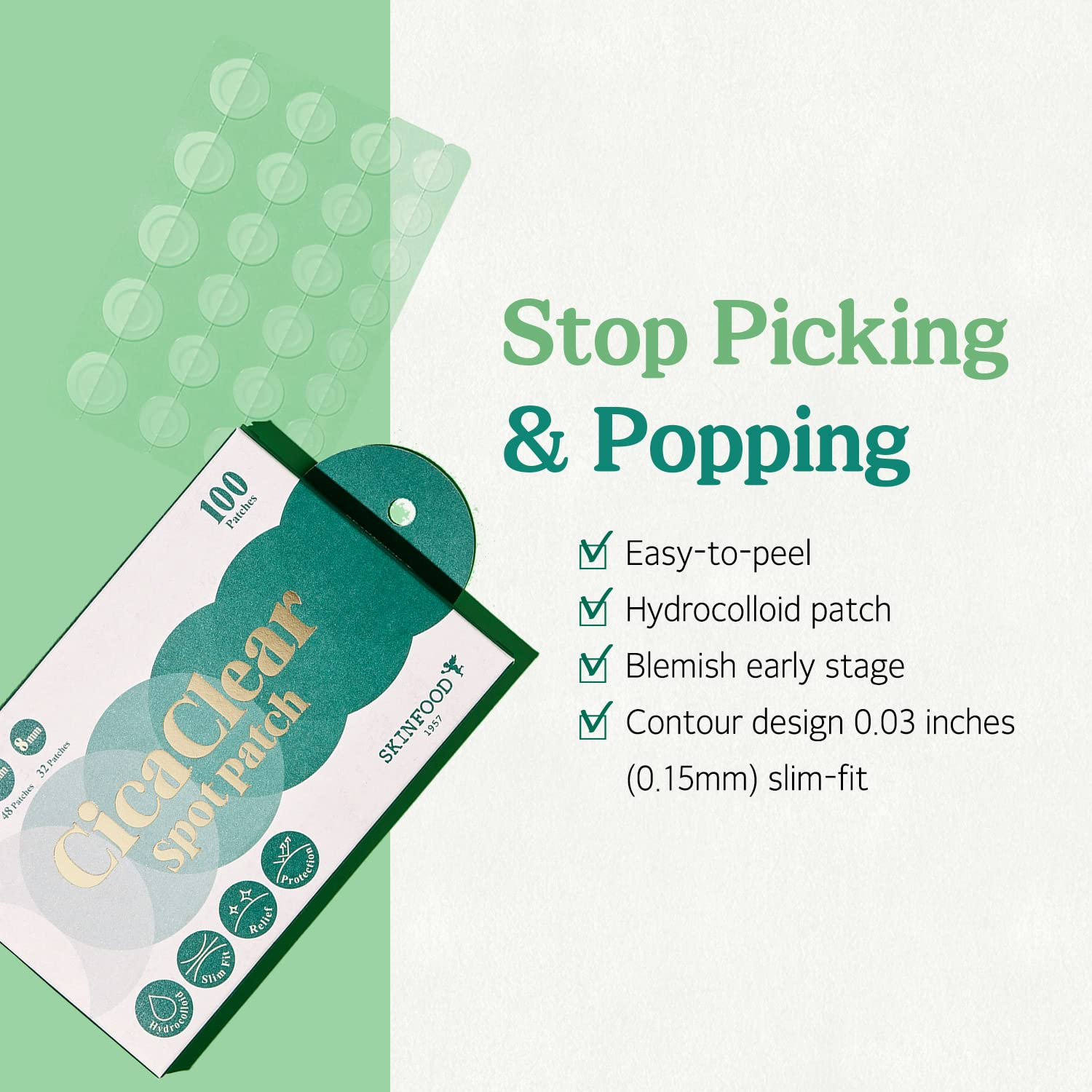 SKINFOOD Cica Clear Spot Patch 5 skincare-kbeauty-glowtime-skinfood cica clear spot patch