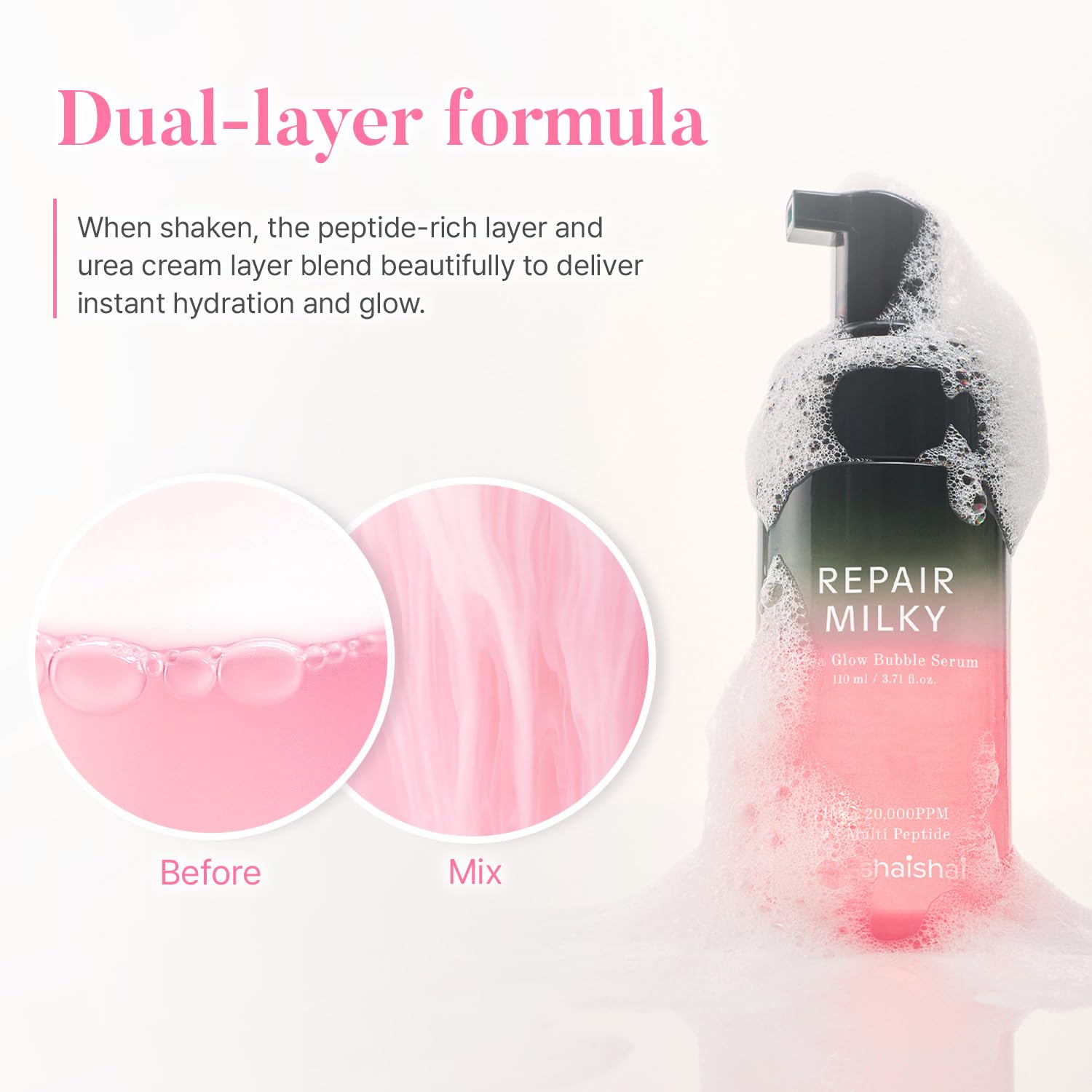 SHAISHAISHAI Repair Milky Urea Glow Bubble Serum 4 skincare-kbeauty-glowtime-shaishaishairepair milkyurea glow bubble serum