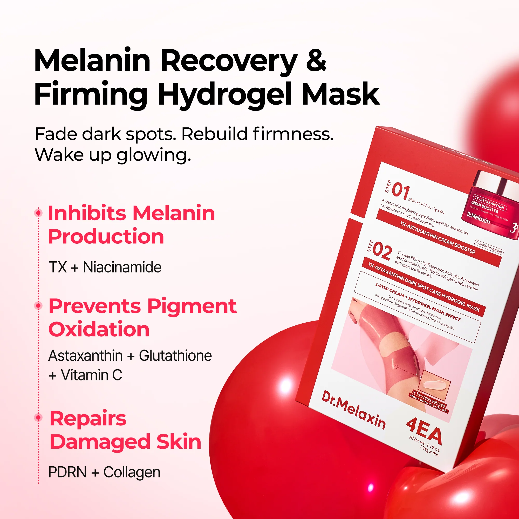 DR MELAXIN TX Tranxamic Asthaxanthin Dark spot care mask 2 skincare-kbeauty-glowtime-dr melaxin tx tranexamic asthaxanthin dark spot care mask
