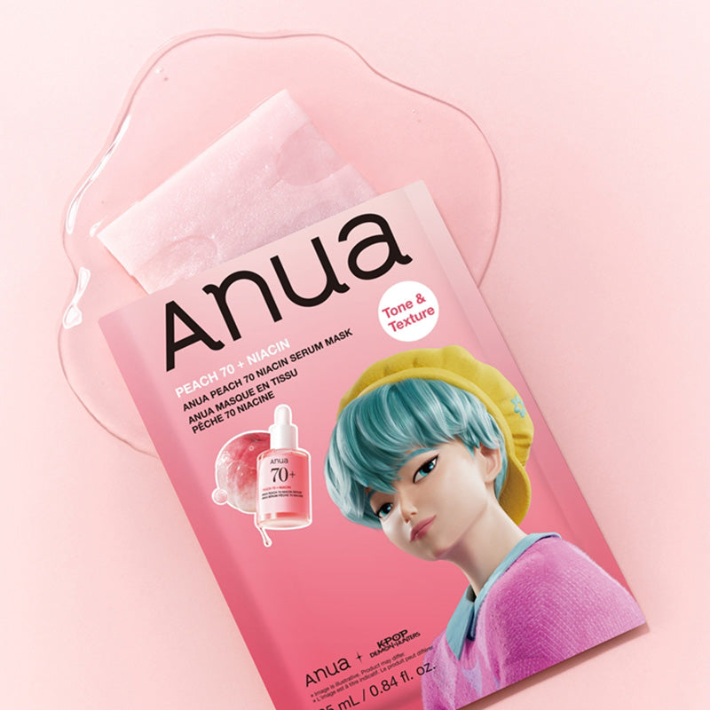 ANUA Peach 70 Niacin Serum Mask k pop demon hunters 2 skincare-kbeauty-glowtime-anua peach 70 niacin serum mask