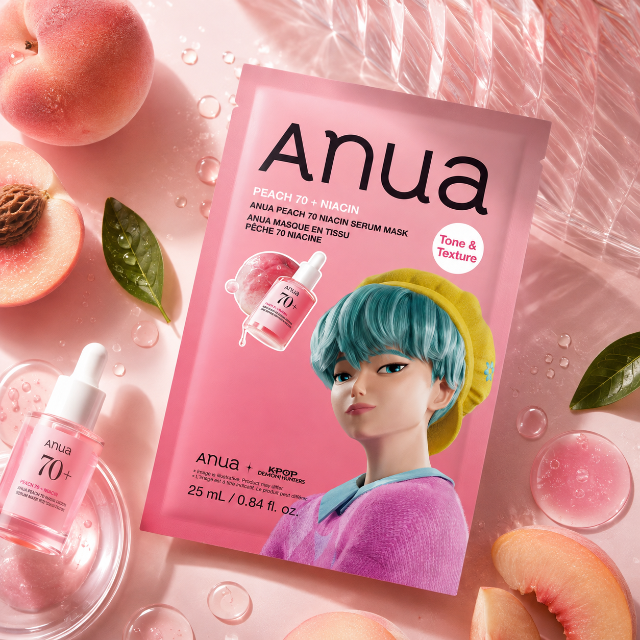 ANUA Peach 70 Niacin Serum Mask k pop demon hunters 4 skincare-kbeauty-glowtime-anua peach 70 niacin serum mask